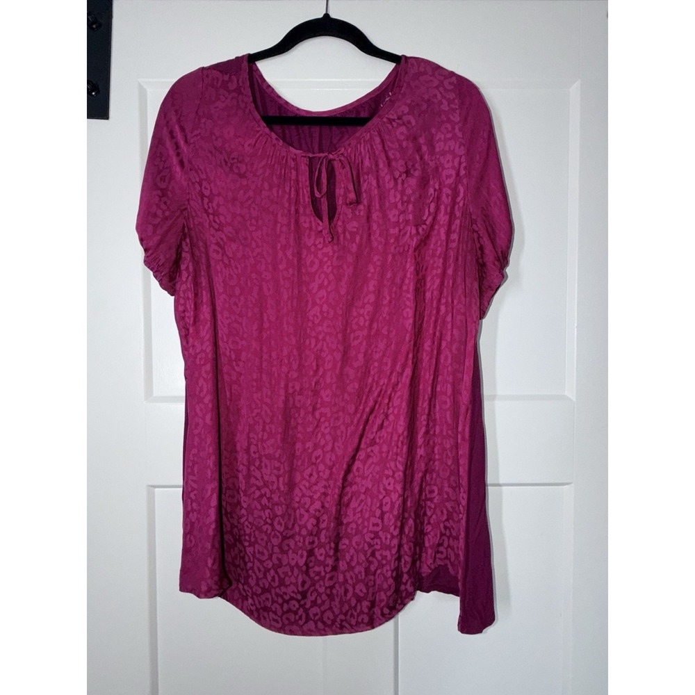 Lane Bryant Swing Tee 14/16 Pink Leopard Print Top Short Sleeve Plus Size